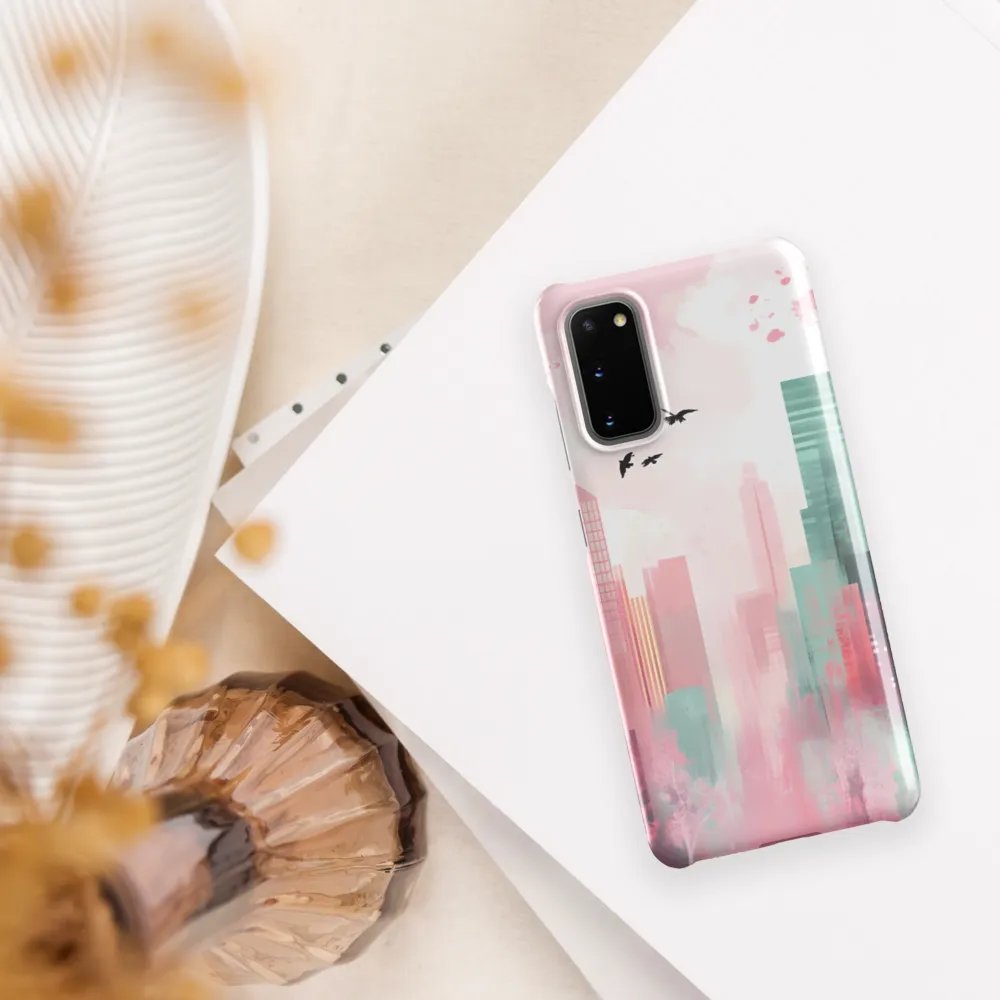 Dreamy Cityscape in Pink and Cyan