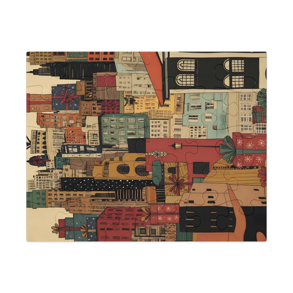 Wrapped City 
 Jigsaw Puzzle in Tin Box