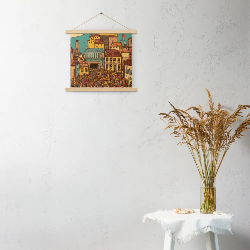 The Quirky City Gathering | Poster With Oak Wood Hanger | 14″×14″