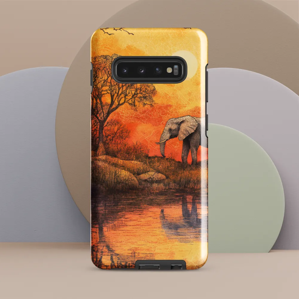 Elephant's Serenity at Dusk | Phone Case |  S10 Plus | Tough Case | Glossy