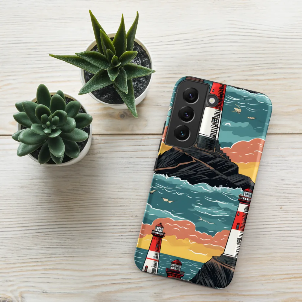 Lighthouses in a Whimsical Ocean | Phone Case |  S22 | Tough Case | Matte