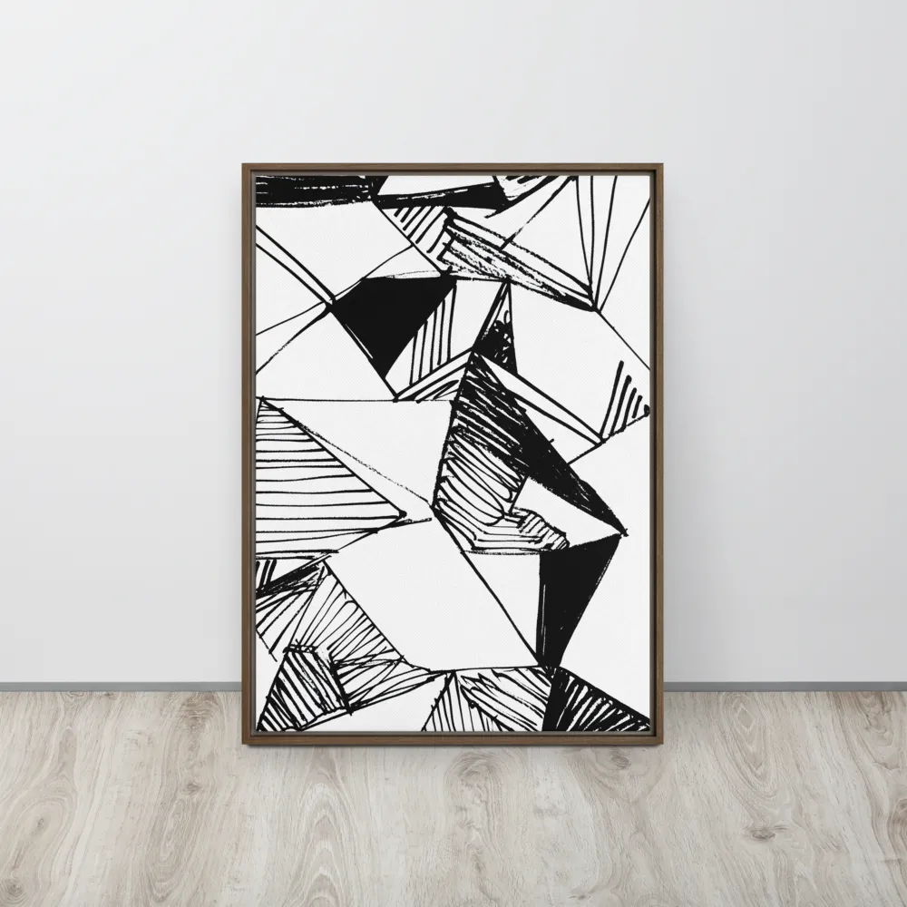 Dynamic Geometry in Ink | Canvas with Brown Frame | 20″×28″