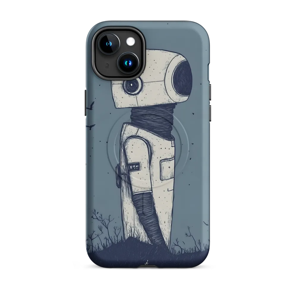 Contemplative Robot in a Barren Landscape | Phone Case |  15 Plus | MagSafe® Tough Case | Matte