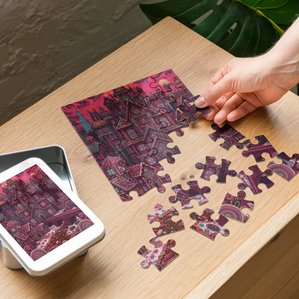 Gingerbread City 
 Jigsaw Puzzle in Tin Box