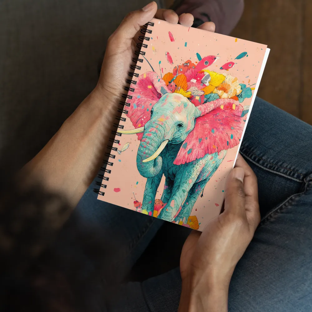 Whimsical Elegance: The Floral Elephant | Spiral Notebook