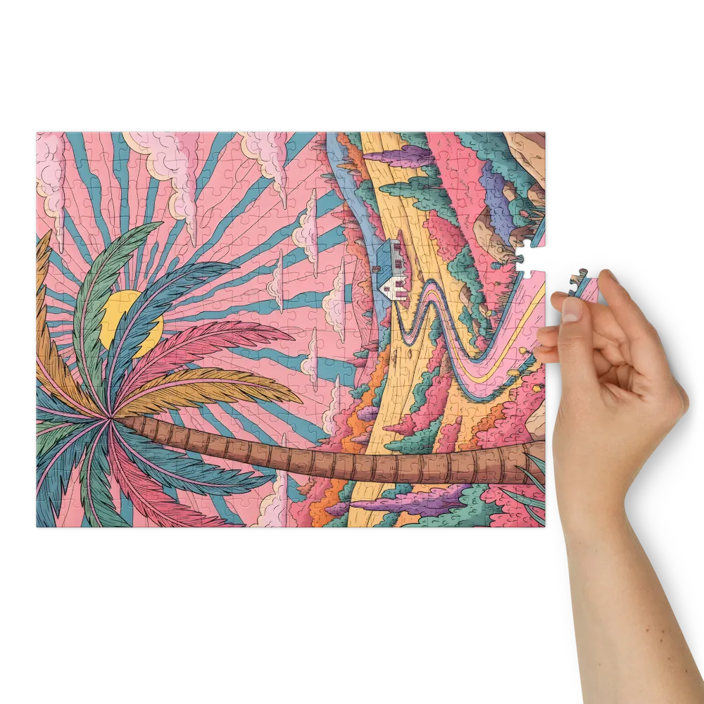 Pastel Sunrise Road 
 Jigsaw Puzzle in Tin Box