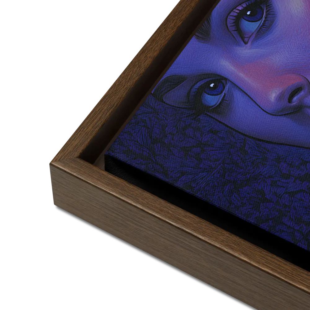 Ethereal Portrait in Blue and Red | Canvas with Brown Frame | 16″×20″