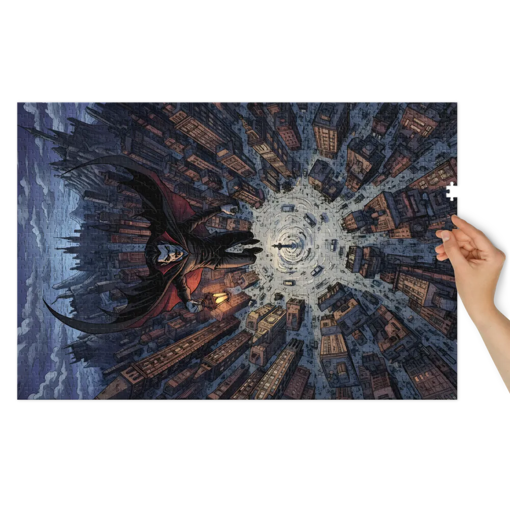 Vampire Over the City 
 Jigsaw Puzzle in Tin Box
