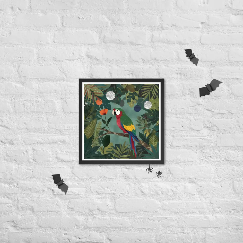 Canopy Parrot 
 Poster with Black Frame | 18″x 18″