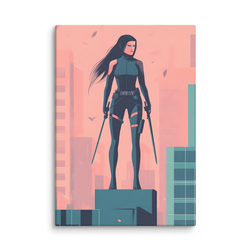 Urban Sentinel: A Warrior's Stand | Canvas | 28″×40″