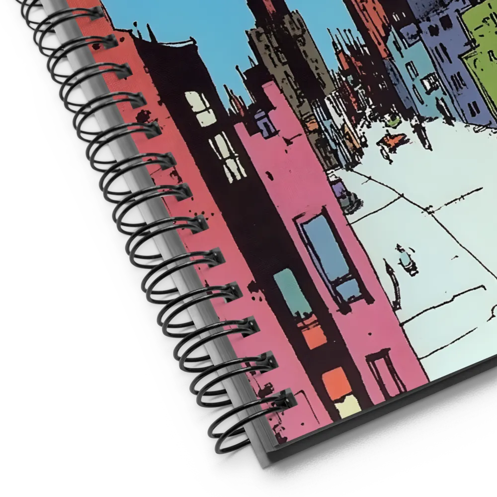 Vibrant Cityscape under the Moon | Spiral Notebook