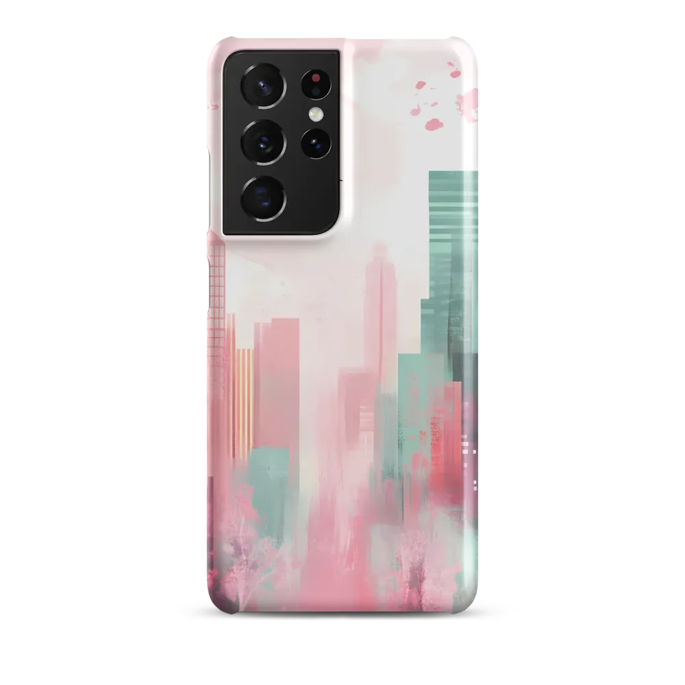 Dreamy Cityscape in Pink and Cyan
