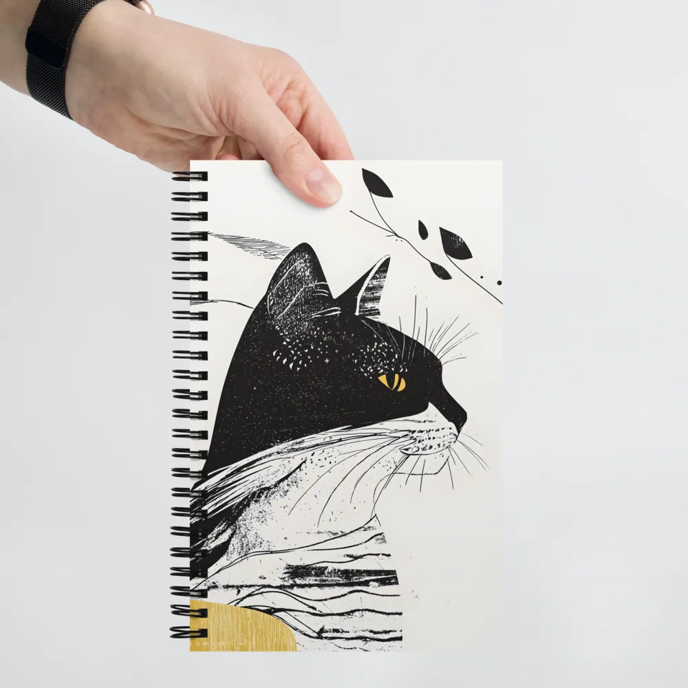 Whiskered Elegance: A Minimalist Cat Profile | Spiral Notebook