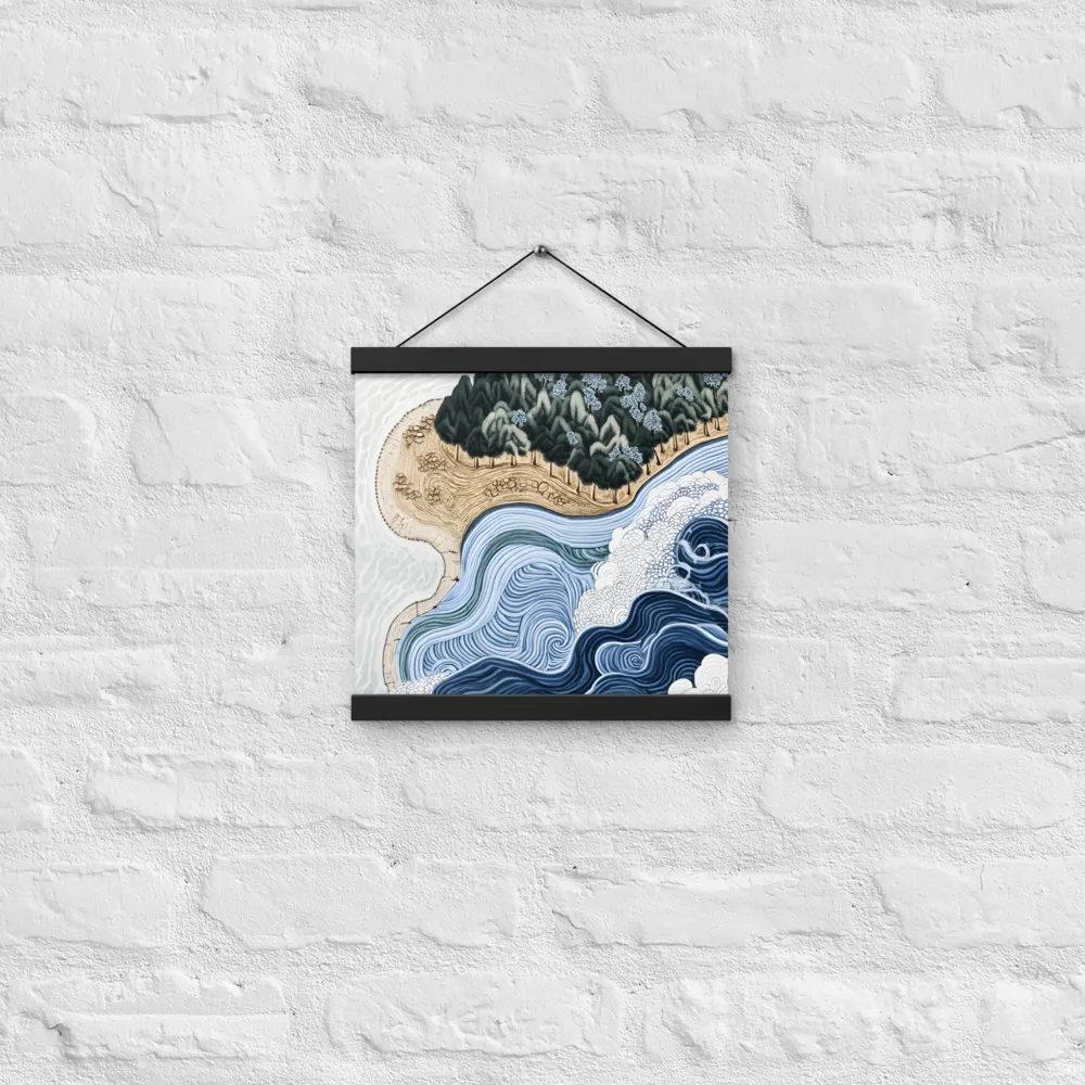 Oceanic Harmony: A Tranquil Landscape | Poster With Black Wood Hanger | 12″×12″