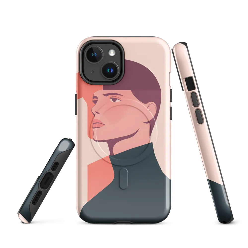 Contemplative Portrait in Minimalism | Phone Case |  14 | MagSafe® Tough Case | Glossy
