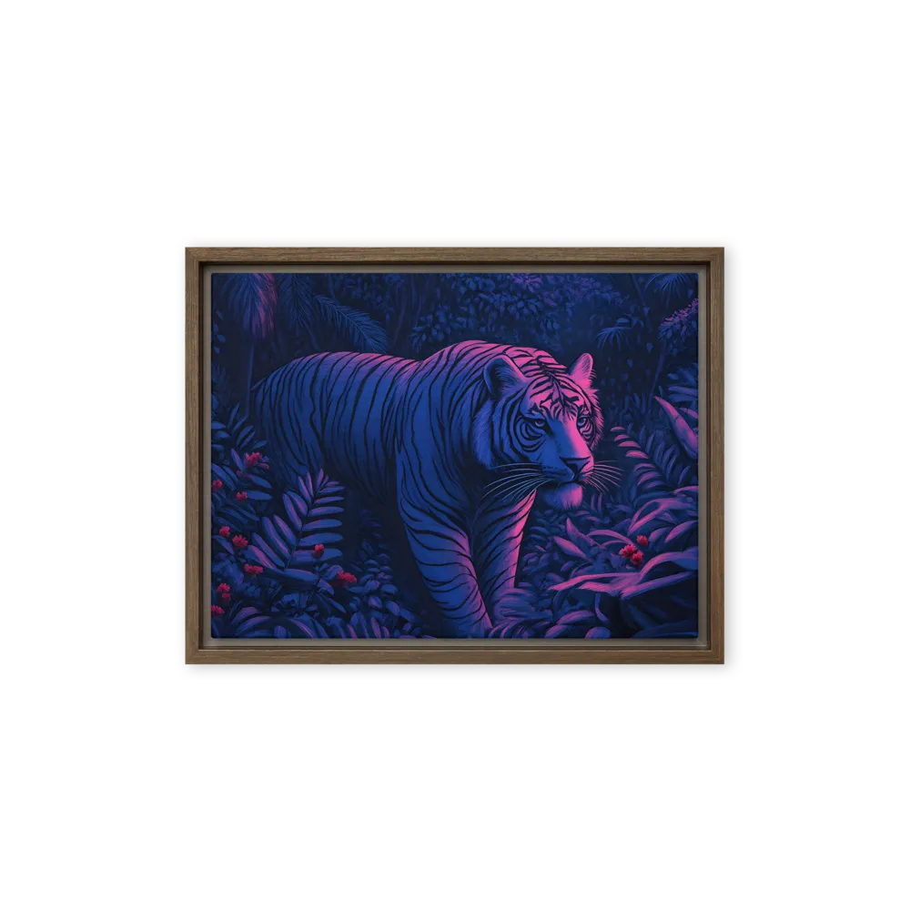 Mystic Prowler: The White Tiger in the Jungle | Canvas with Brown Frame | 12″×16″