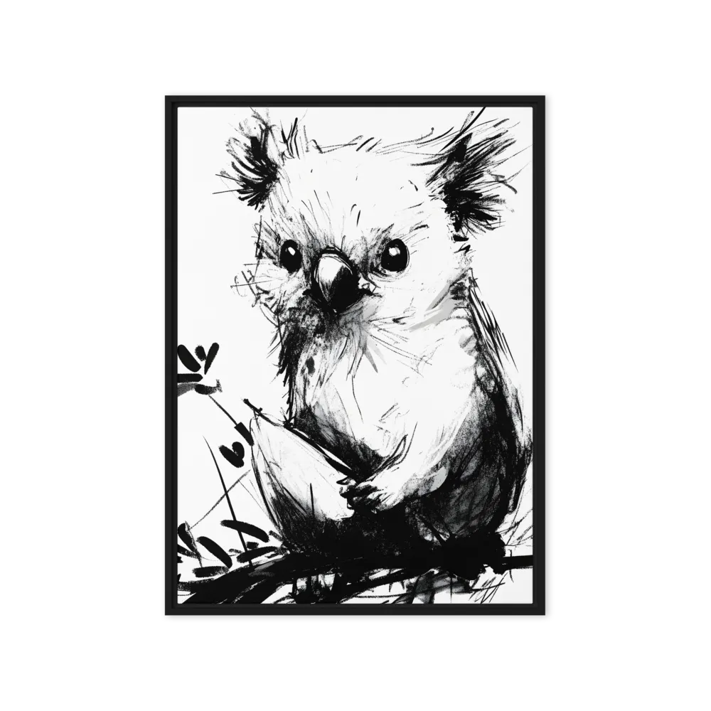 Whimsical Koala in Ink | Canvas with Black Frame | 20″×28″