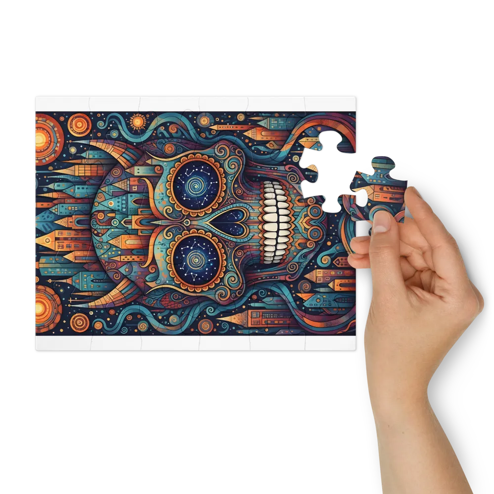 Cosmic Sugar Skull 
 Jigsaw Puzzle in Tin Box