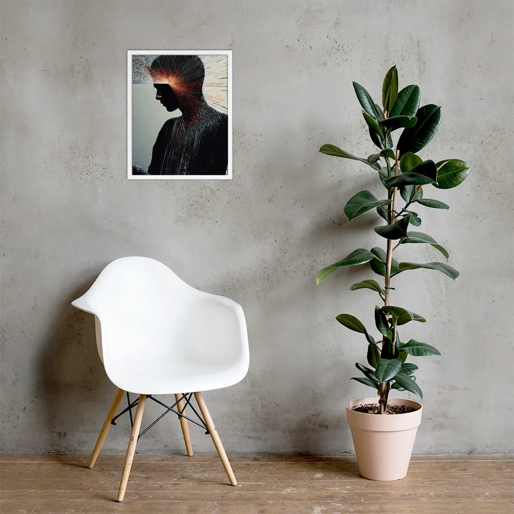 Radiant Reflection: An Abstract Journey of Thought | Poster with White Frame | 16″×20″