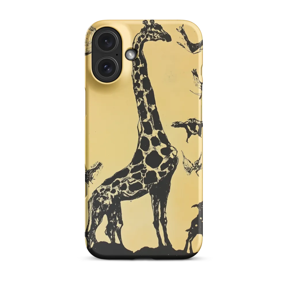 Whimsical Harmony of Giraffe and Birds