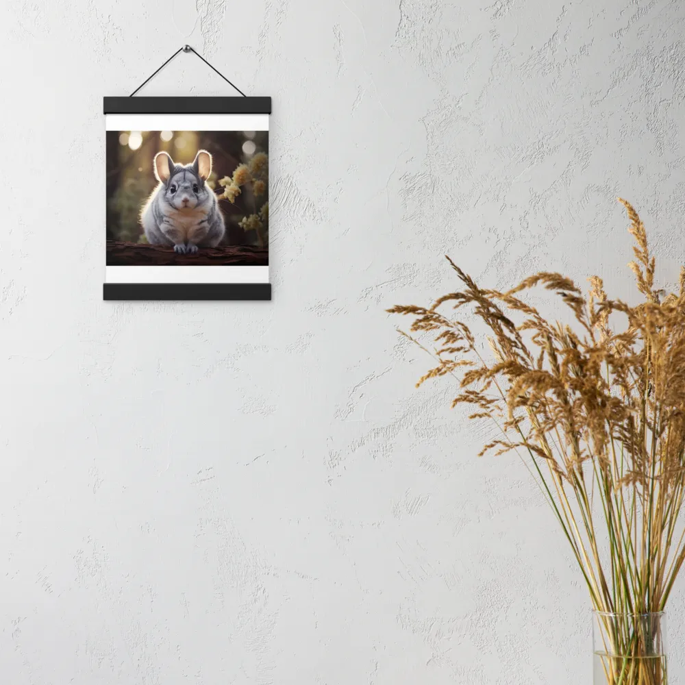 Curious Chinchilla in the Forest | Poster With Black Wood Hanger | 8″×10″