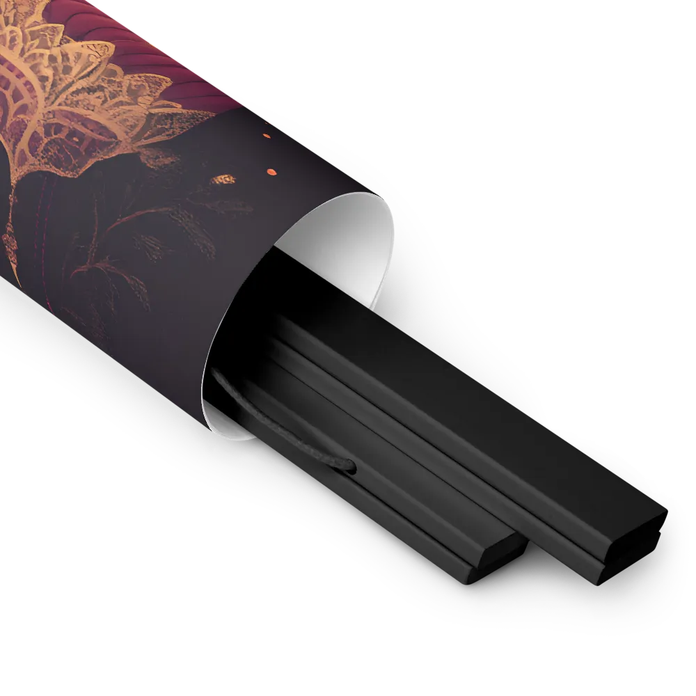 Ornate Harmony: A Digital Floral Architecture | Poster With Black Wood Hanger | 18″×18″
