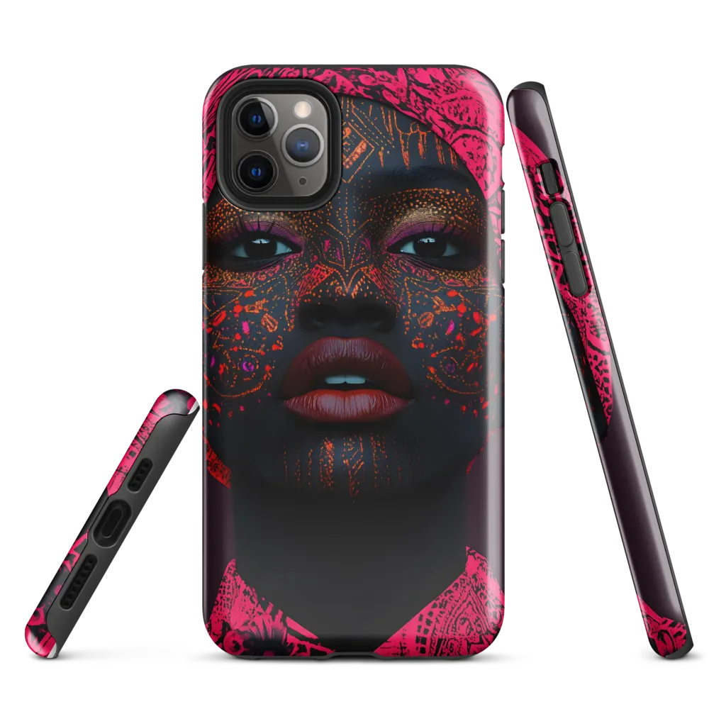 Neon Adornments: A Portrait of Cultural Expression | Phone Case |  11 Pro Max | Tough Case | Glossy