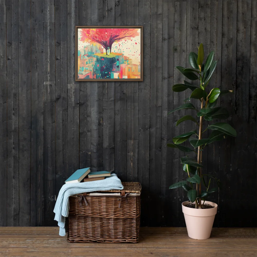 Whispers of Urban Dreams | Canvas with Brown Frame | 16″×20″