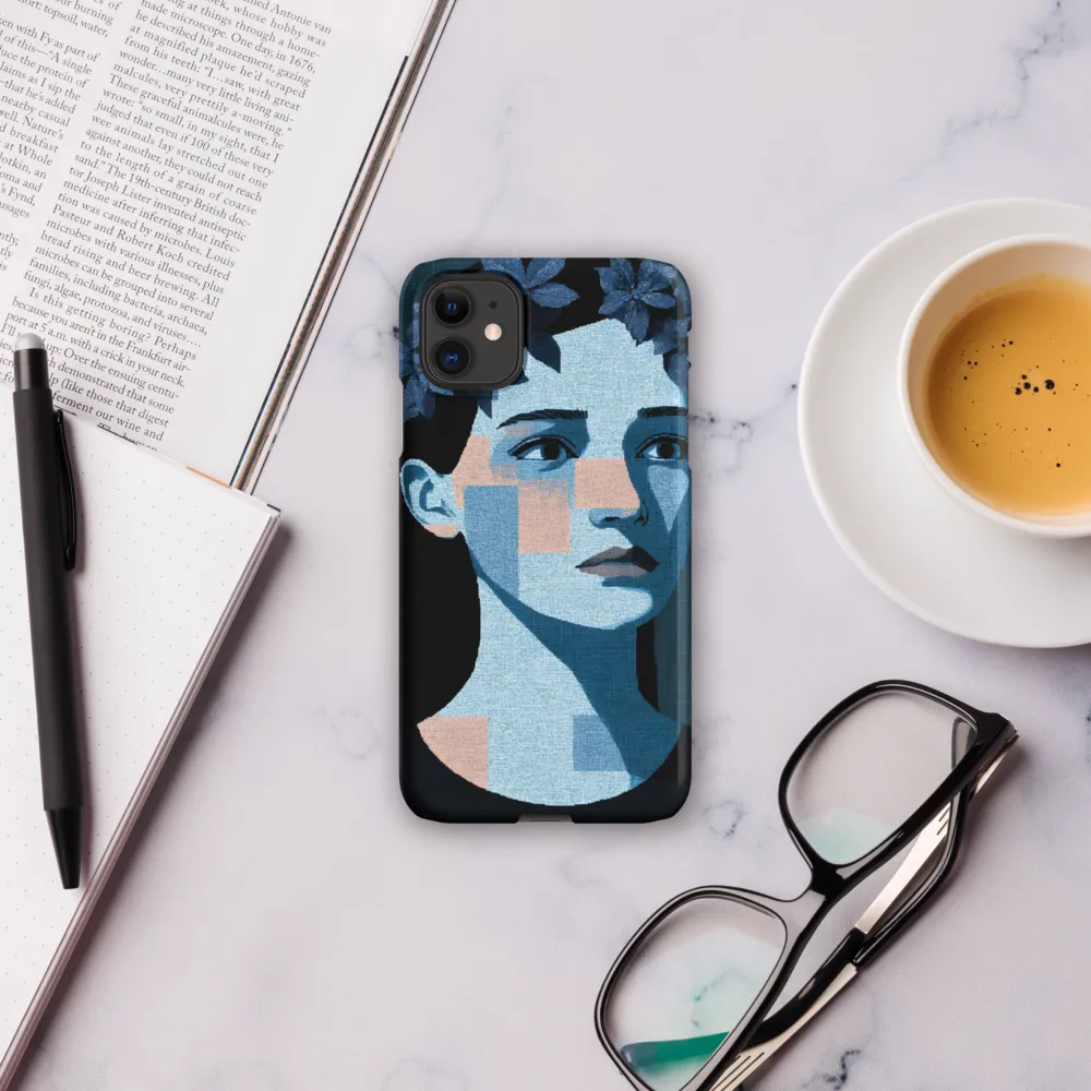Grid-Wreathed Cyan Portrait