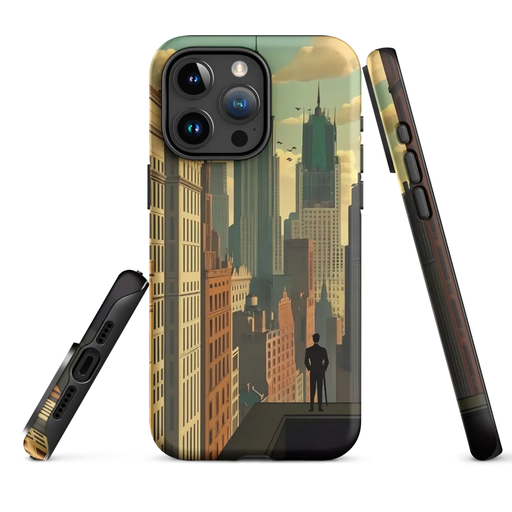 Urban Dreams: A Silhouette in Art Deco Cityscape