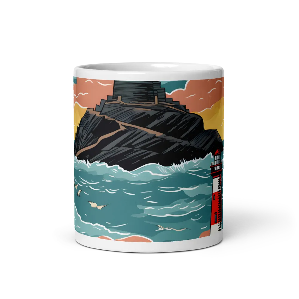 Lighthouses in a Whimsical Ocean | Mug with White inside | 11 oz