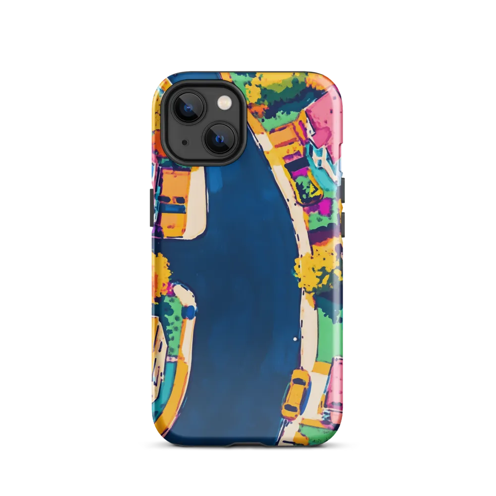 Curved Streets: A Vibrant Suburban Tapestry | Phone Case |  13 | Tough Case | Glossy