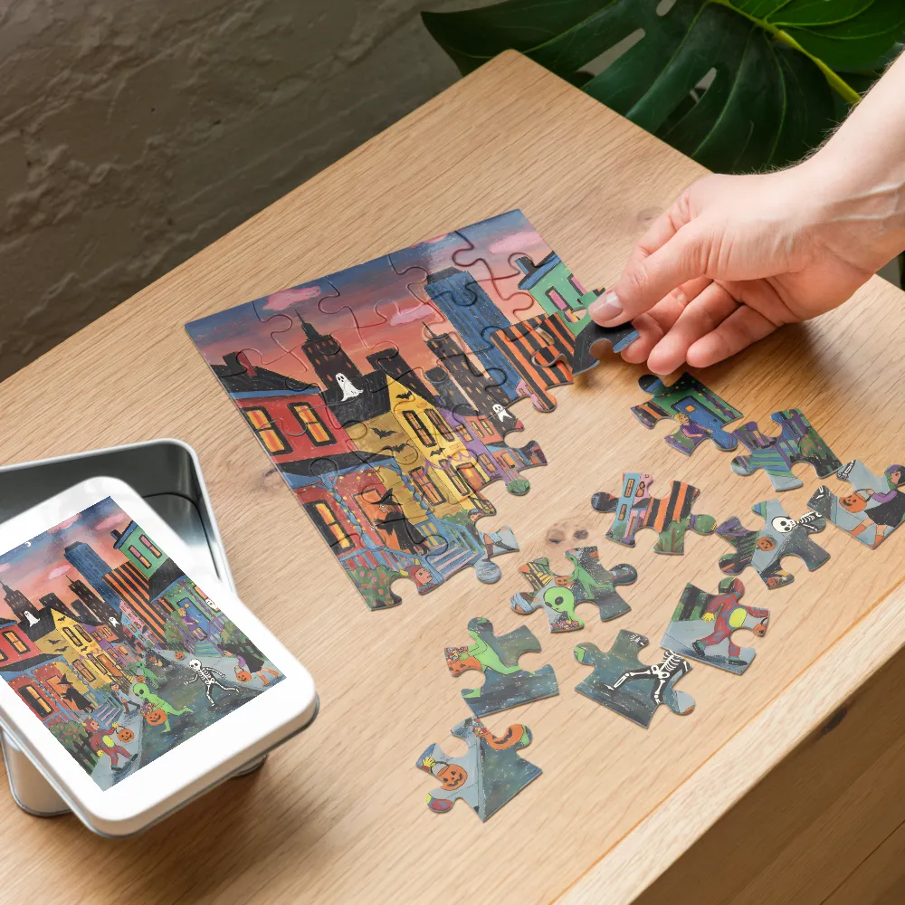 Moonlit Trick-or-Treat 
 Jigsaw Puzzle in Tin Box