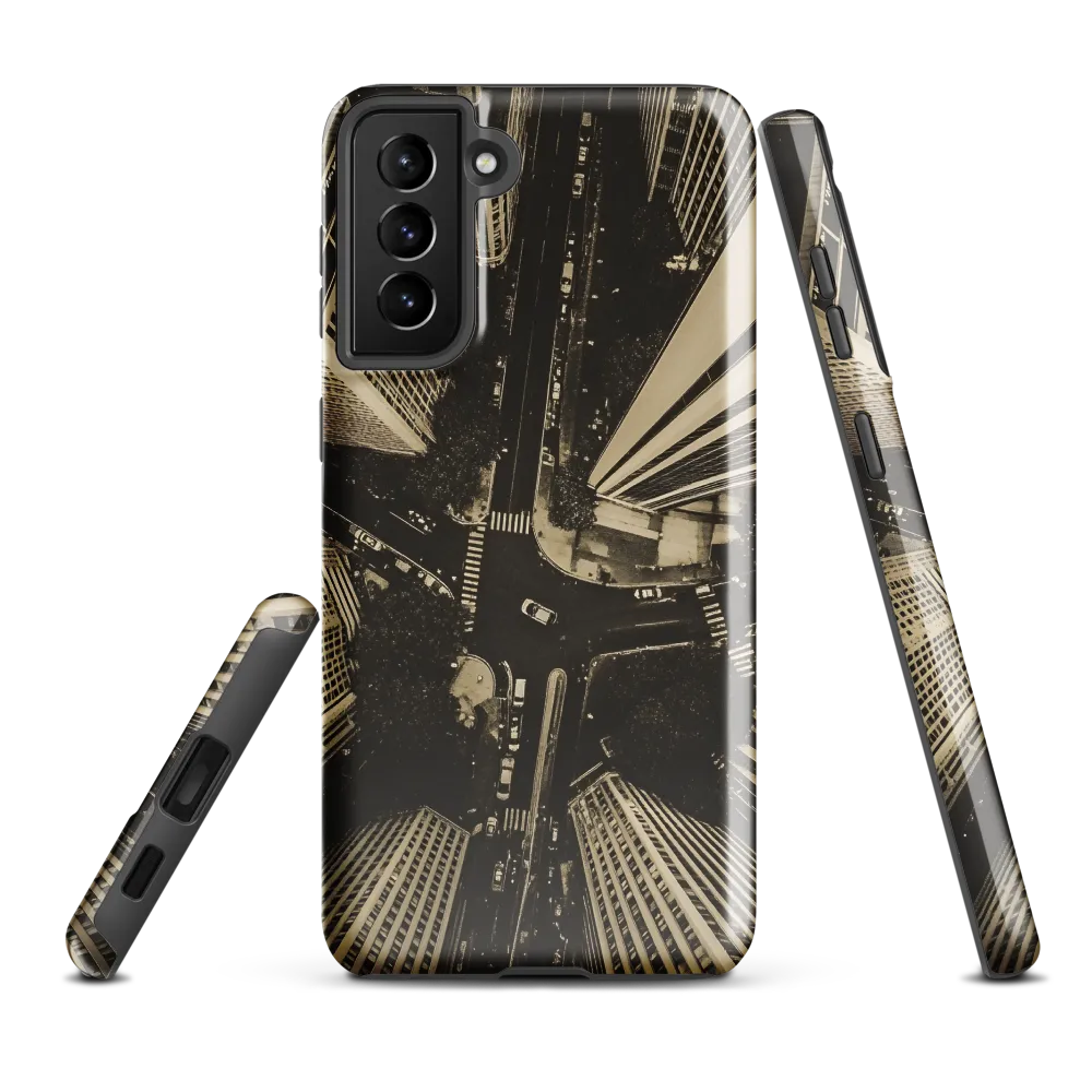 Urban Symphony: Aerial Perspective of City Life | Phone Case |  S21 Plus | Tough Case | Glossy