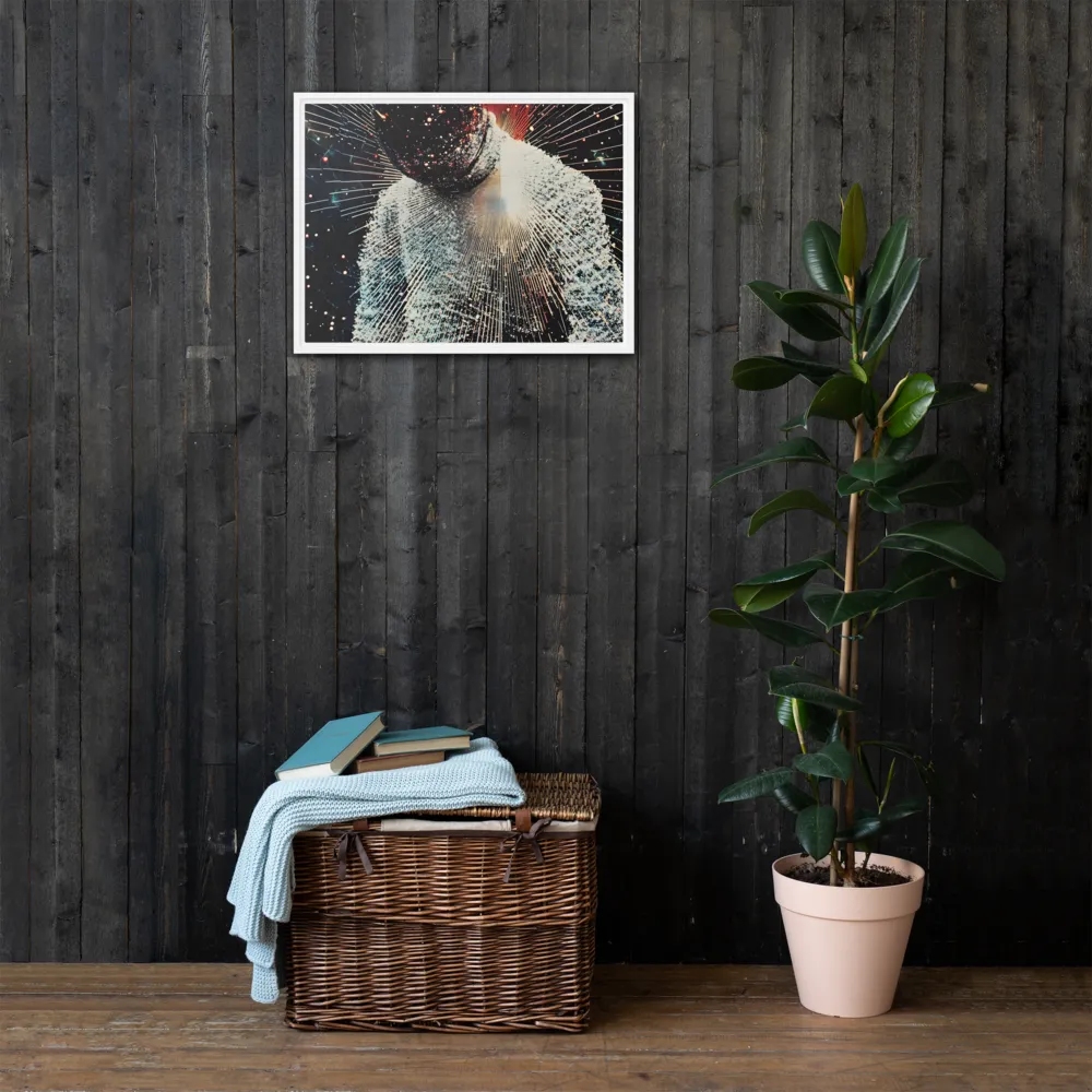Ethereal Astronaut: A Journey Through the Cosmos | Canvas with White Frame | 18″×24″