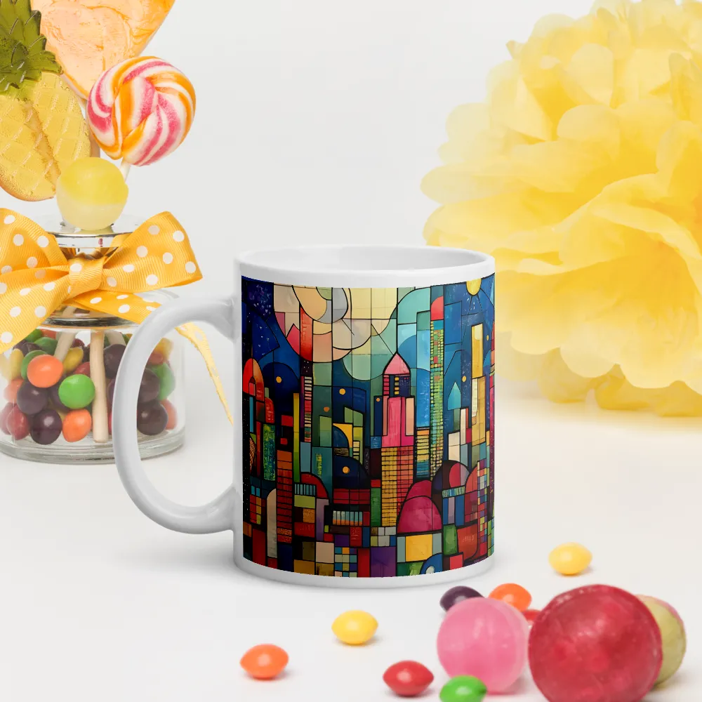 Geometric Harmony: A Vibrant Cityscape | Mugs | Multiple Sizes & Colors