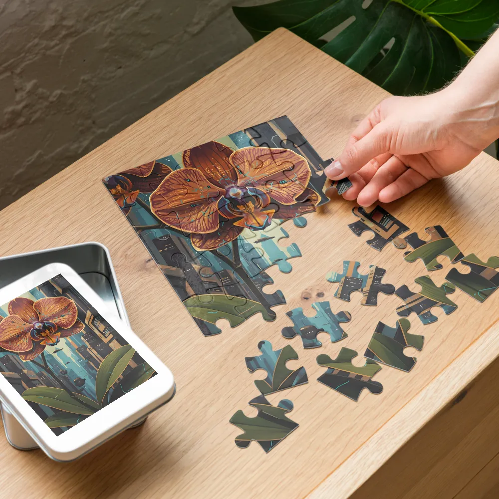 Futuristic Orchid 
 Jigsaw Puzzle in Tin Box