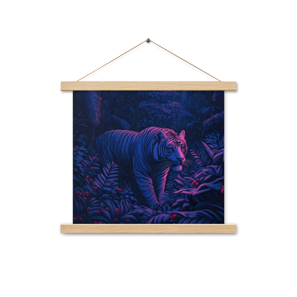 Mystic Prowler: The White Tiger in the Jungle | Poster With Oak Wood Hanger | 14″×14″