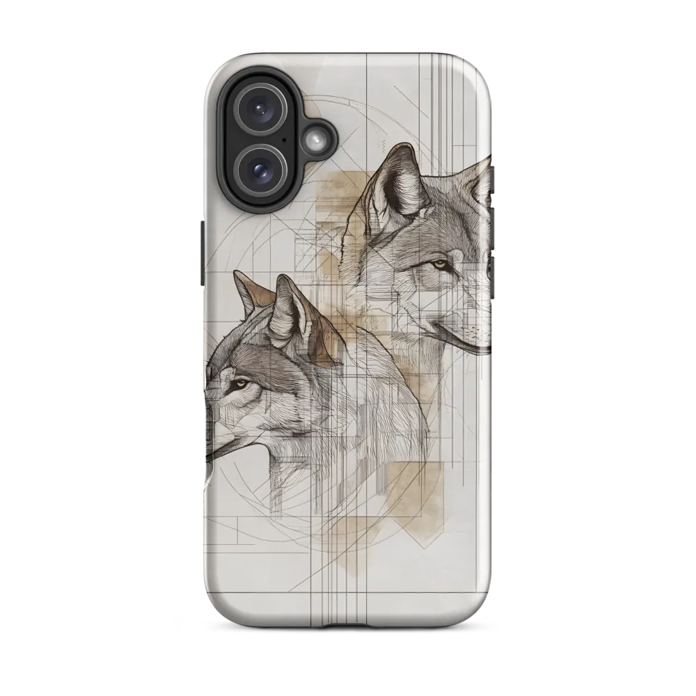 Geometric Harmony: The Essence of Wolves | Phone Case |  16 Plus | Tough Case | Glossy