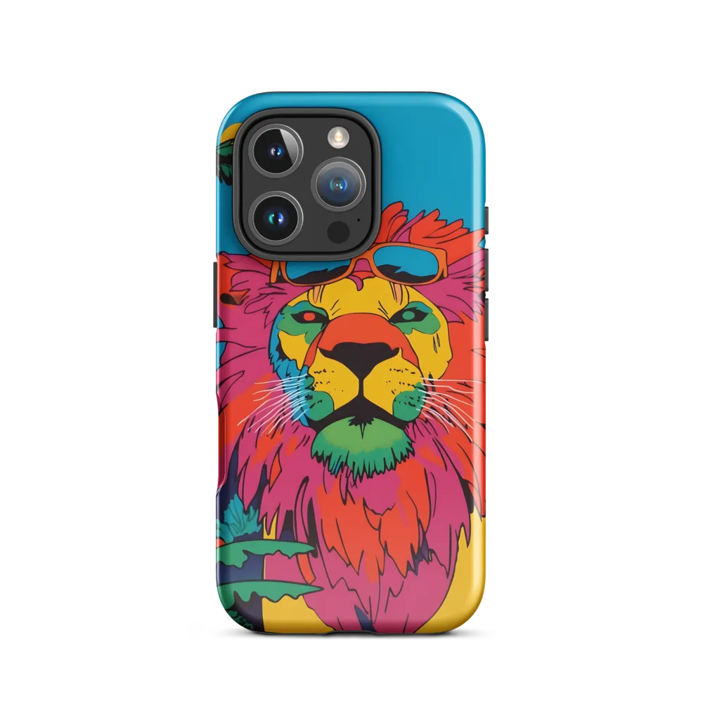 Lion with Sunglasses: A Vibrant Tropical Portrait