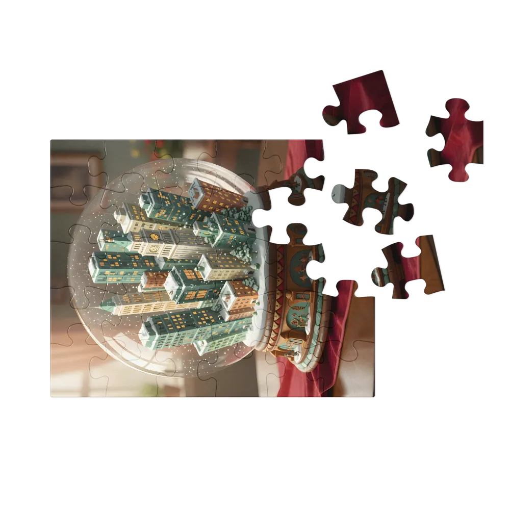 City in a Snow Globe 
 Jigsaw Puzzle in Tin Box