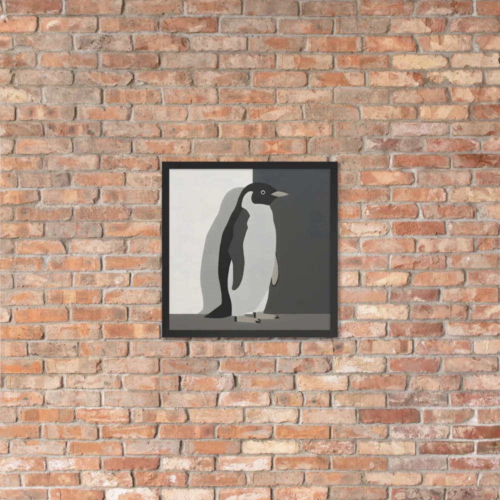Monochrome Penguin 
 Poster with Black Frame | 18″x 18″