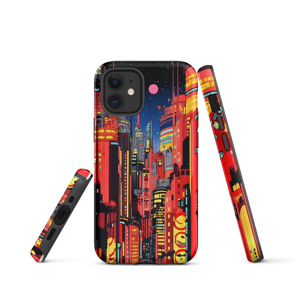 Neon Dreams: A Cyberpunk Cityscape | Phone Case |  12 mini | Tough Case | Matte