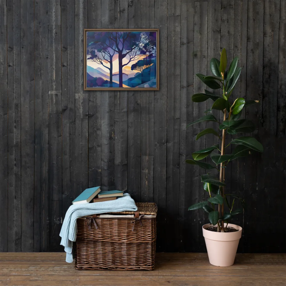 Tranquil Geometry: A Journey Through Color | Canvas with Brown Frame | 16″×20″