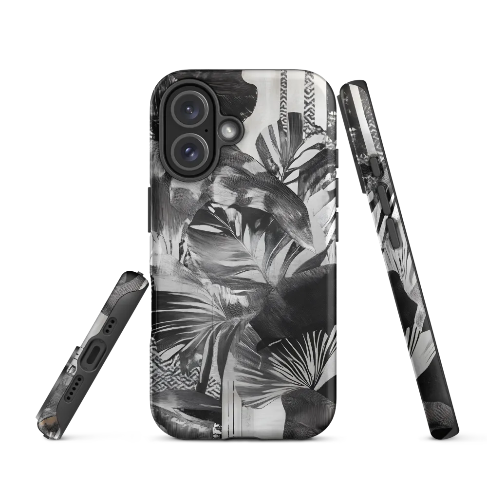 Monochrome Serenity in Tropical Foliage | Phone Case