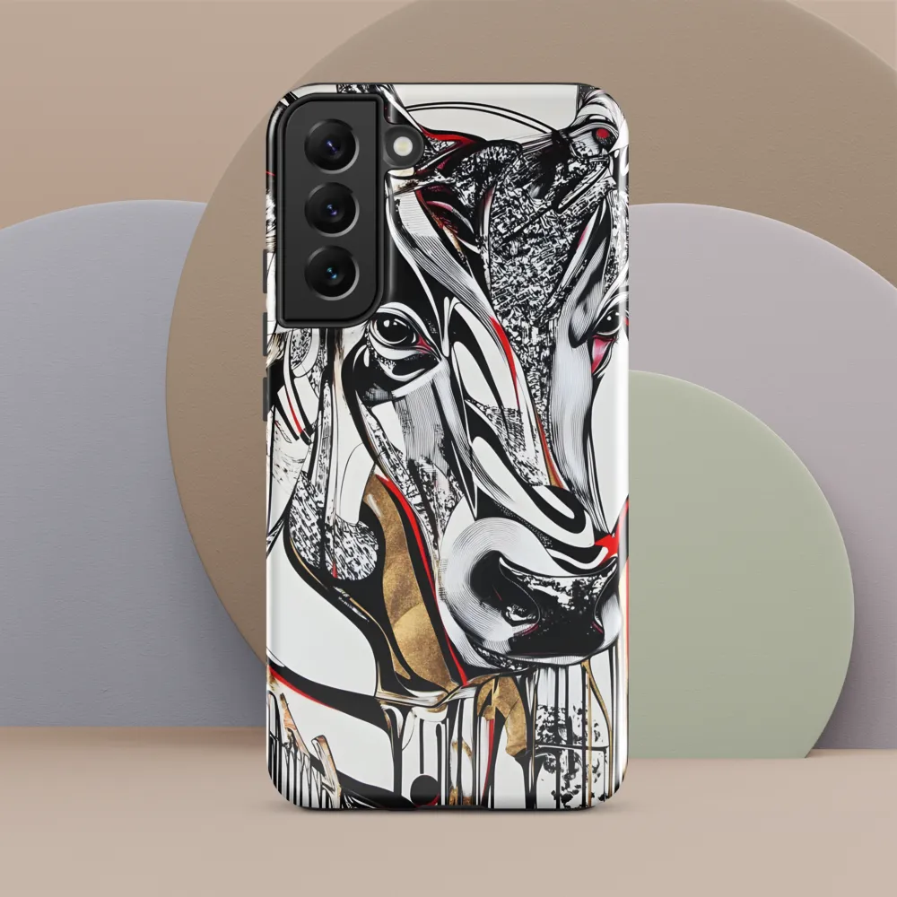 Linear Cow Study — Black, White and Gold Accents
