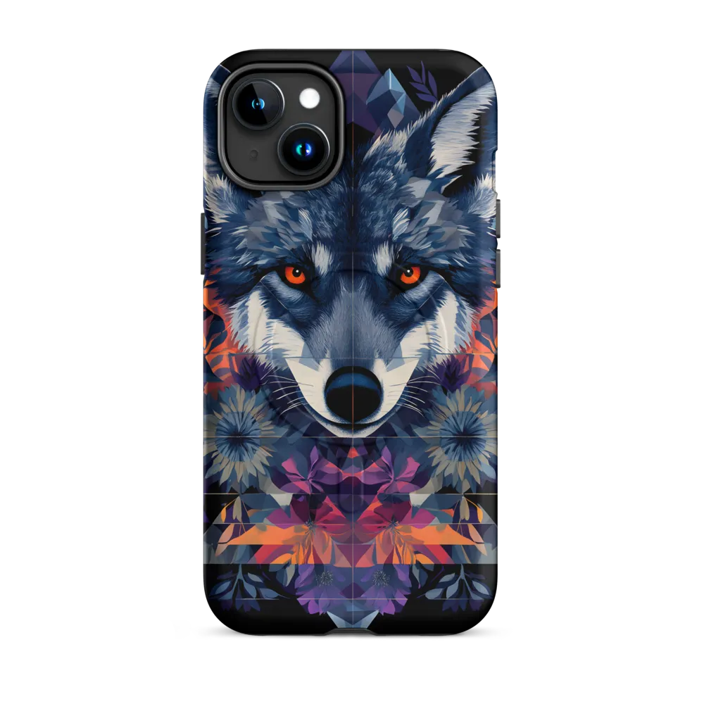 Mystical Wolf Amidst Floral Geometry