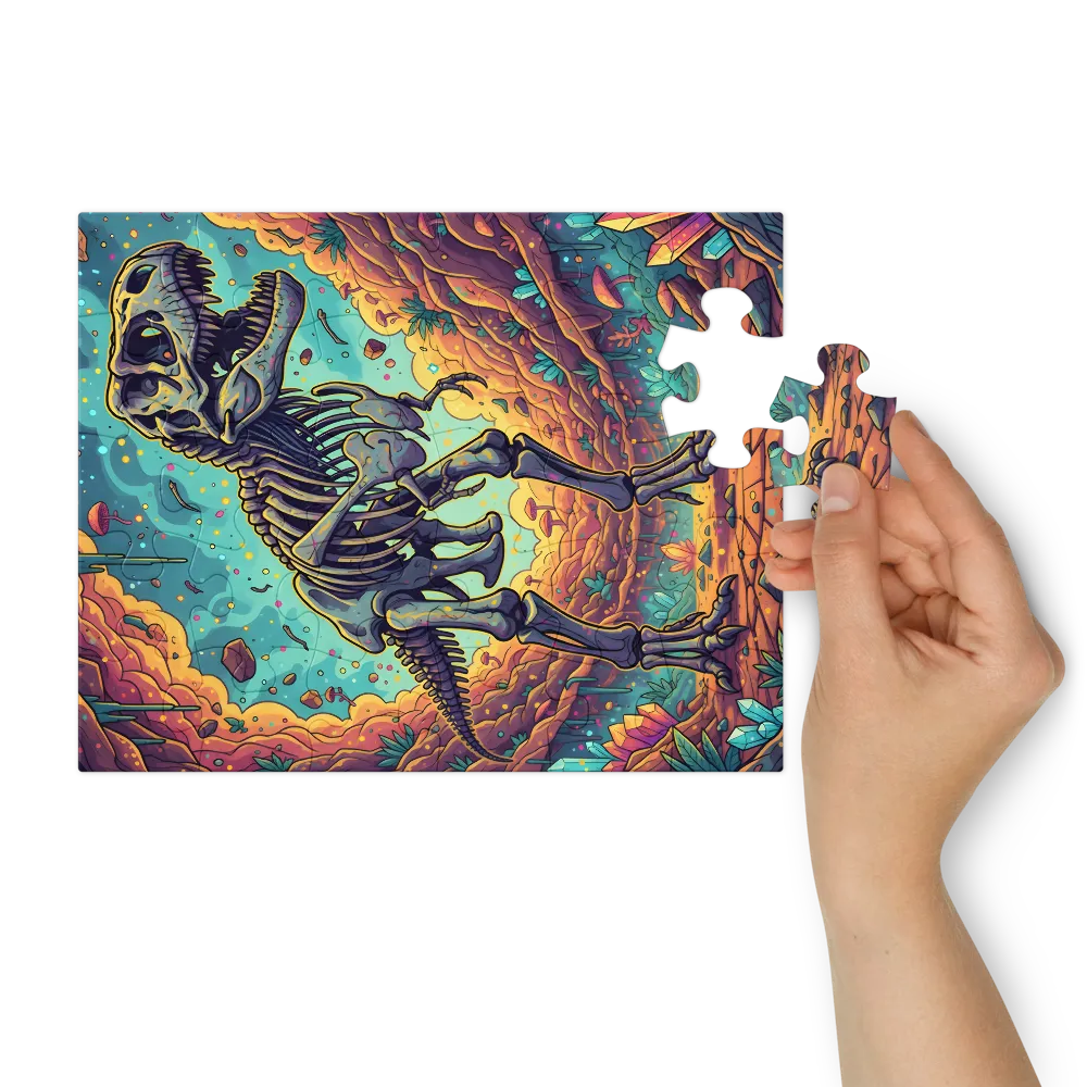 Crystal Cavern T. rex 
 Jigsaw Puzzle in Tin Box