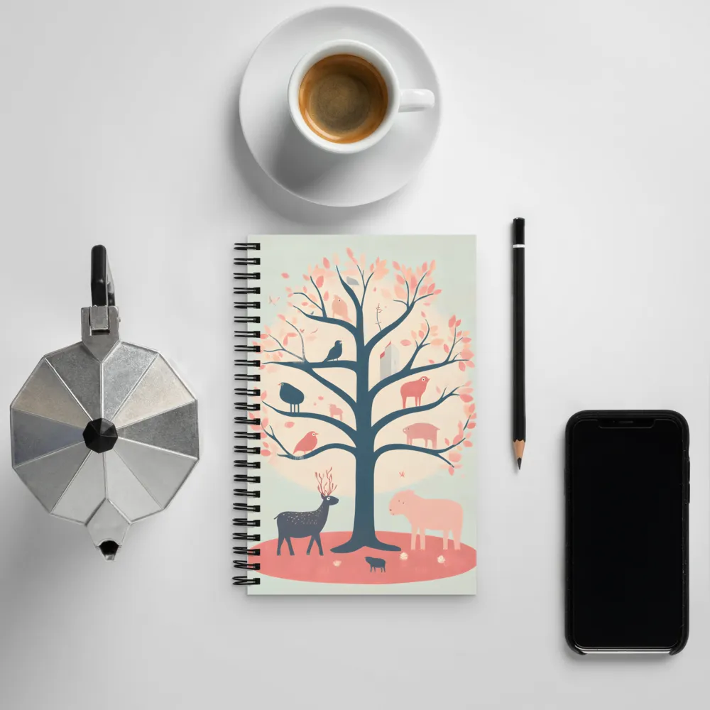 Whimsical Tree with Playful Creatures | Spiral Notebook