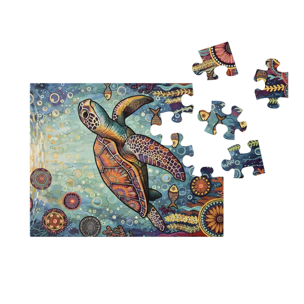 Mandala Sea Turtle 
 Jigsaw Puzzle in Tin Box